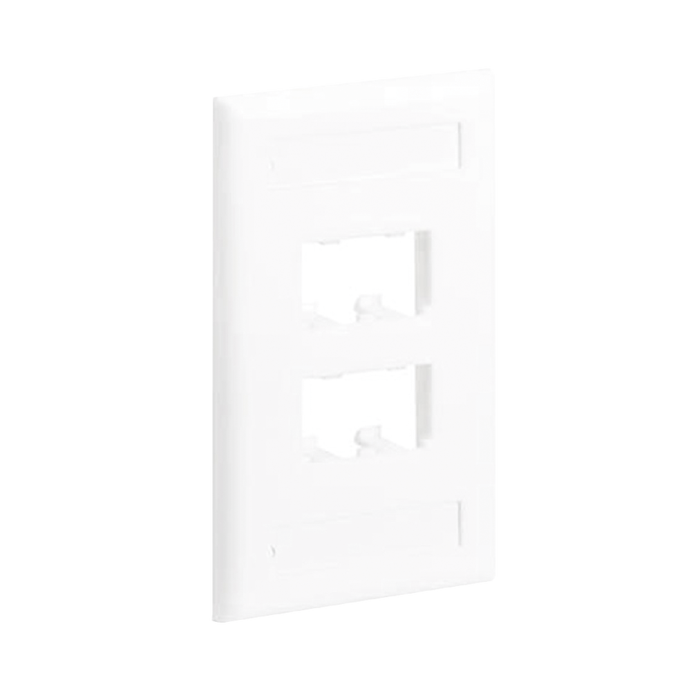 Placa de Pared Vertical Cl?sica, Salida Para 4 Puertos Mini-Com, Con Espacios Para Etiquetas, Color Blanco