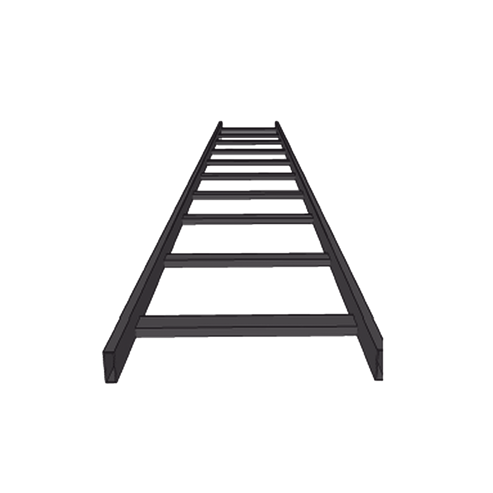 Escalera Tubular de 1.5" de Peralte y 12" de Ancho y 3.05 Metros de Largo, Pintura Epóxica Color Negro, Ideal Para Utilizarse en Centros de Datos o Cuartos de Telecomunicacionesl, incluye Coples y Tornillería