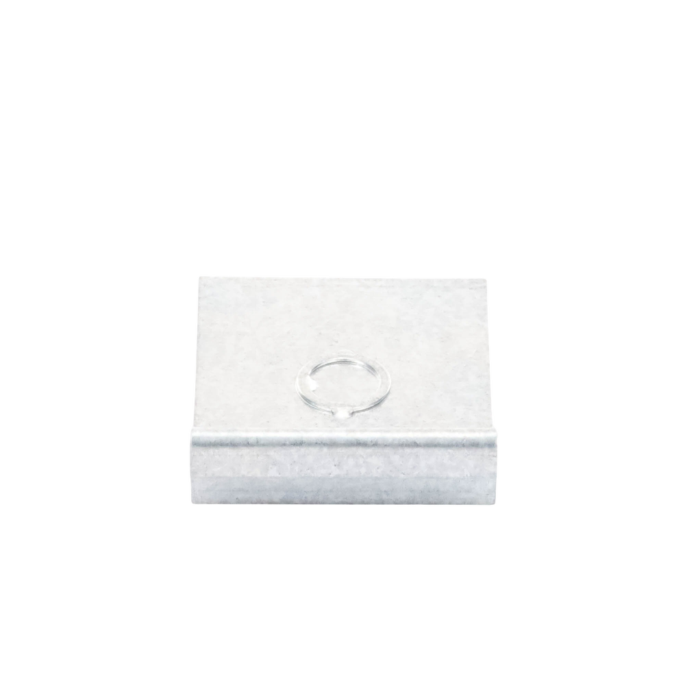 Placa salida a tubo automática con chequeador 1/2 y 3/4 de 116 mm, con acabado Electro Zinc