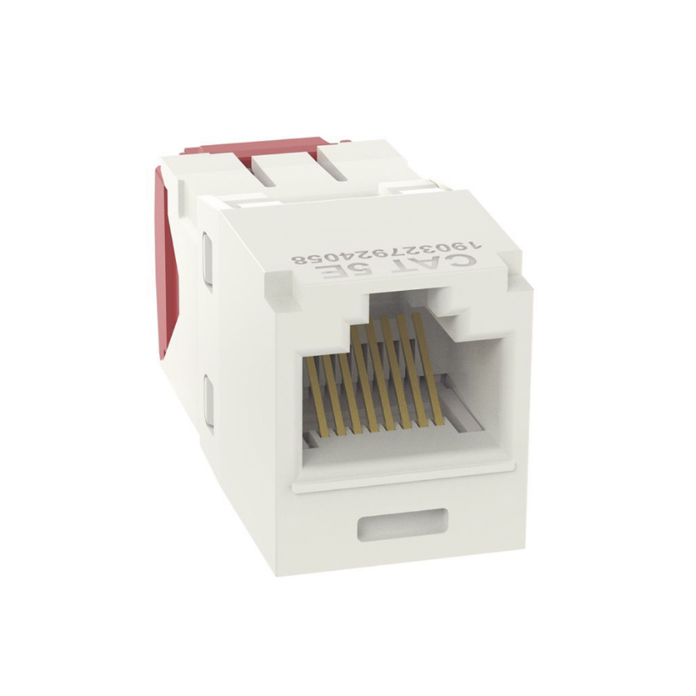 Conector Jack RJ45 Estilo TG, Mini-Com, Categor?a 5e, de 8 Posiciones y 8 Cables, Color Blanco Mate