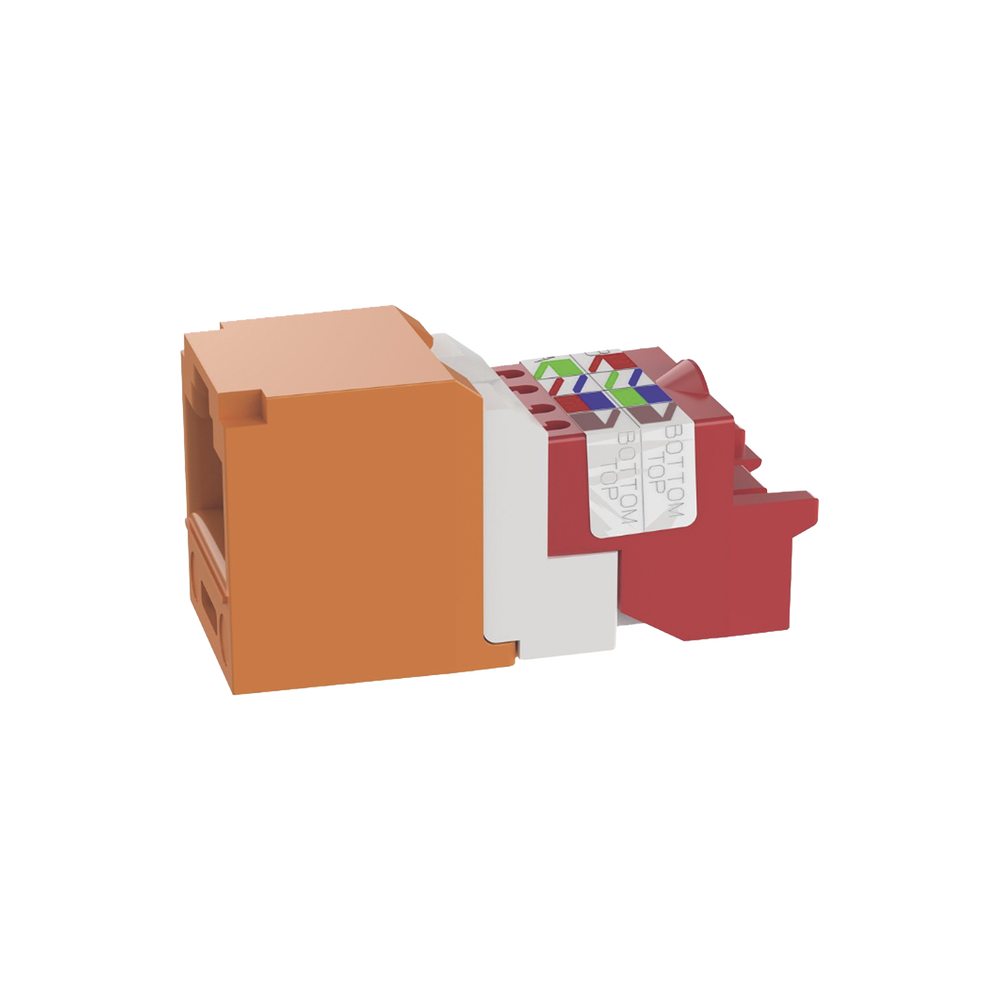 Conector Jack RJ45 Estilo T, Mini-Com, Categor?a 5e, de 8 Posiciones y 8 Cables, Color Naranja