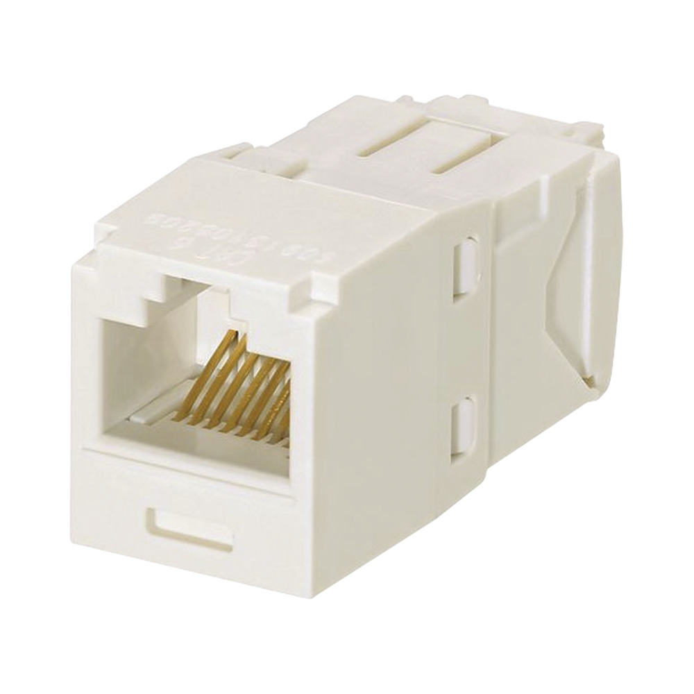 Conector Jack RJ45 Estilo TG, Mini-Com, Categor?a 6, de 8 Posiciones y 8 Cables, Color Blanco Mate