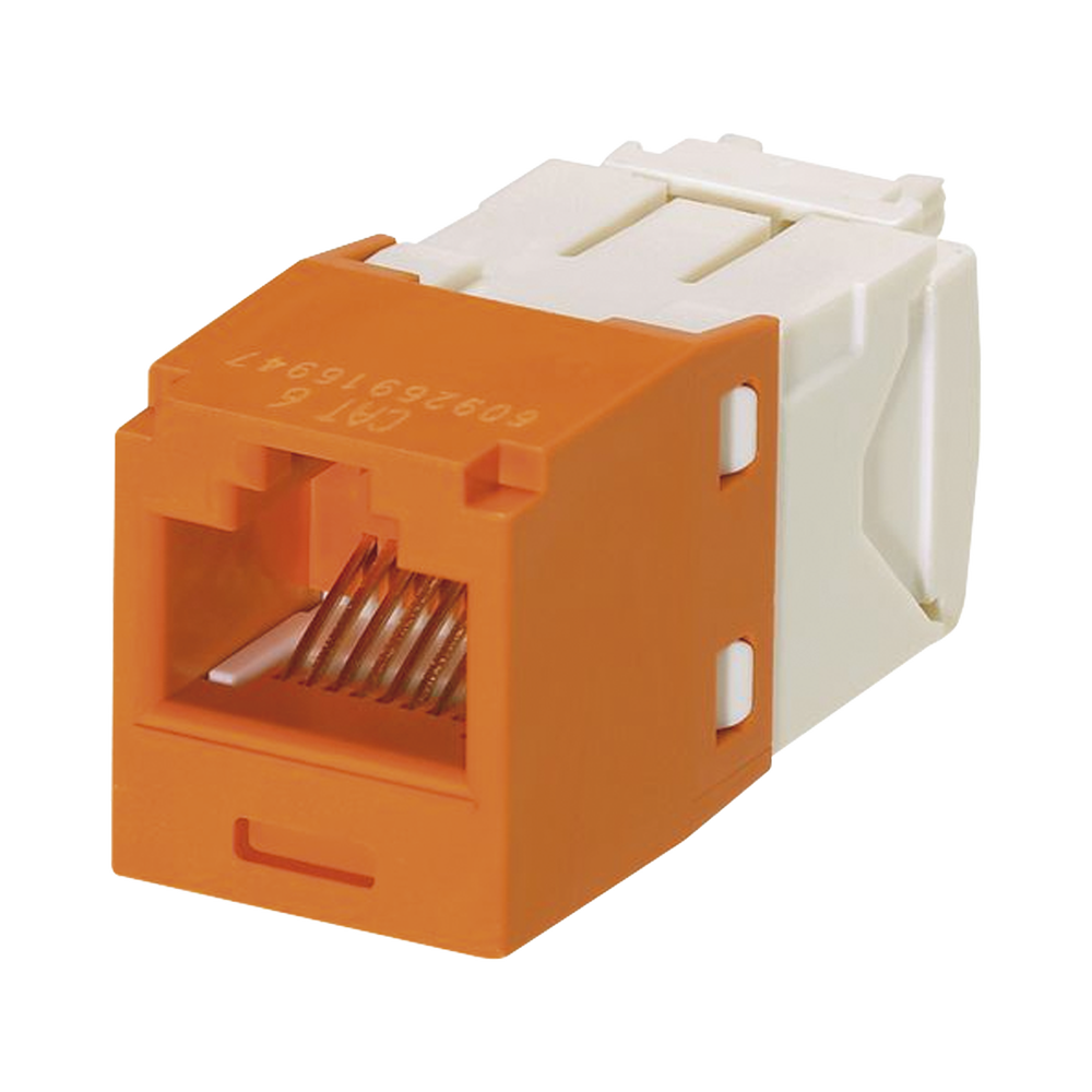 Conector Jack RJ45 Estilo TG, Mini-Com, Categor?a 6, de 8 Posiciones y 8 Cables, Color Naranja