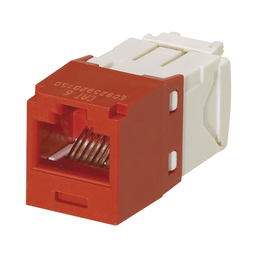 Conector Jack RJ45 Estilo TG, Mini-Com, Categor?a 6, de 8 Posiciones y 8 Cables, Color Rojo