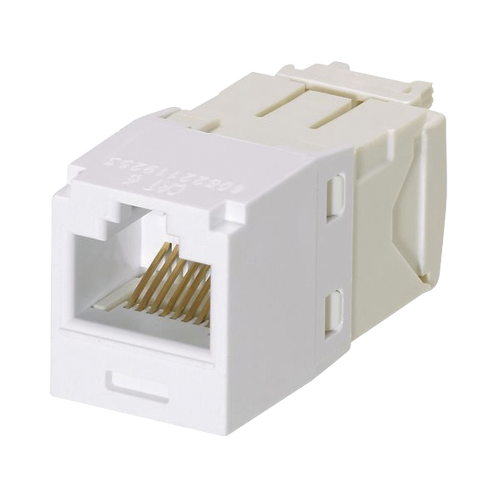Conector Jack RJ45 Estilo TG, Mini-Com, Categor?a 6, de 8 Posiciones y 8 Cables, Color Blanco