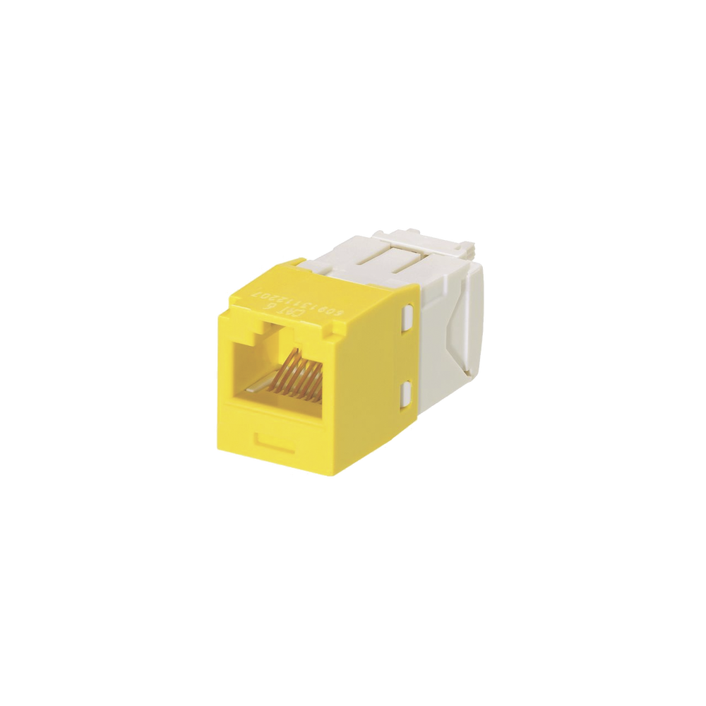 Conector Jack RJ45 Estilo TG, Mini-Com, Categor?a 6, de 8 Posiciones y 8 Cables, Color Amarillo