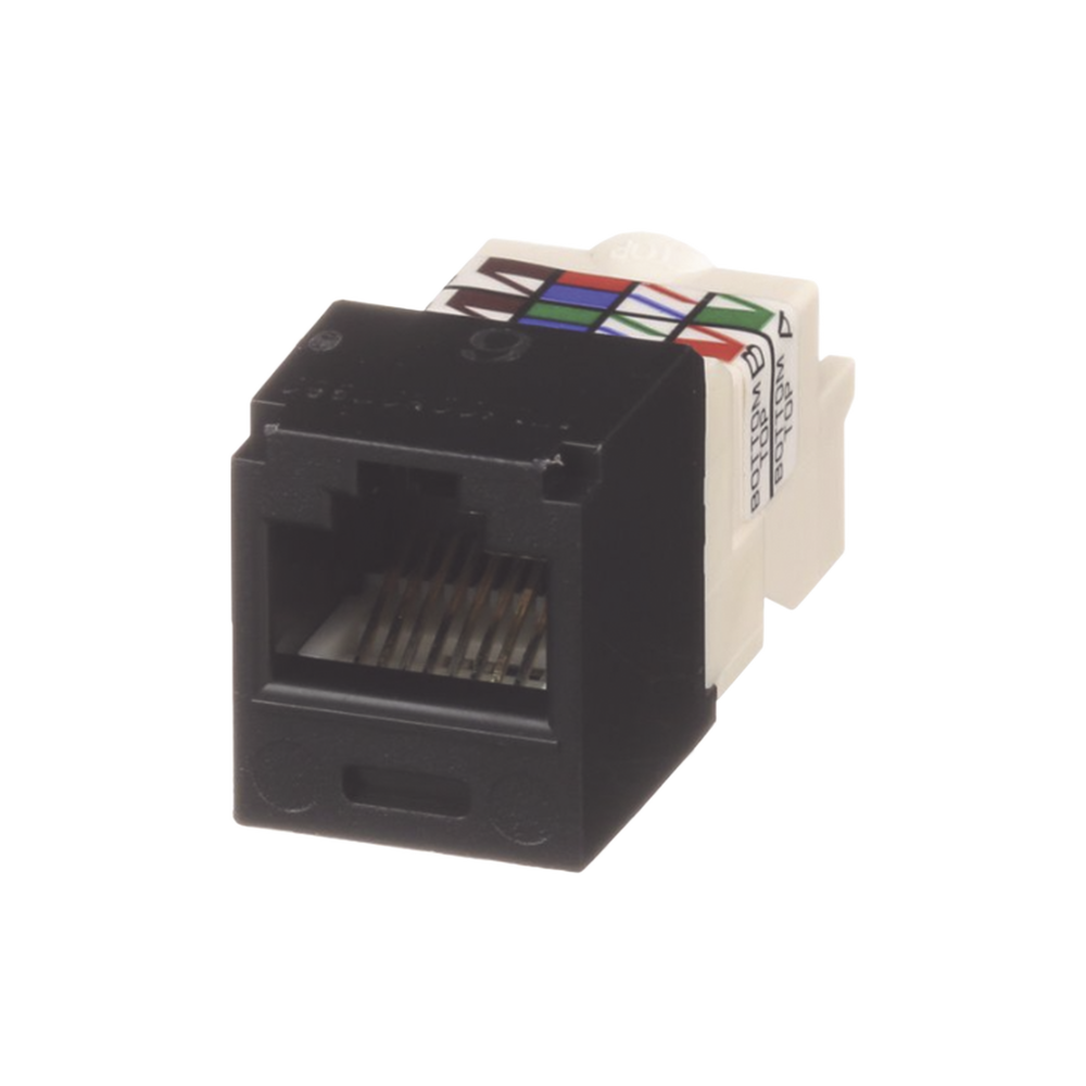 Conector Jack RJ45 Estilo TP, Mini-Com, Categor?a 6, de 8 Posiciones y 8 Cables, Color Negro