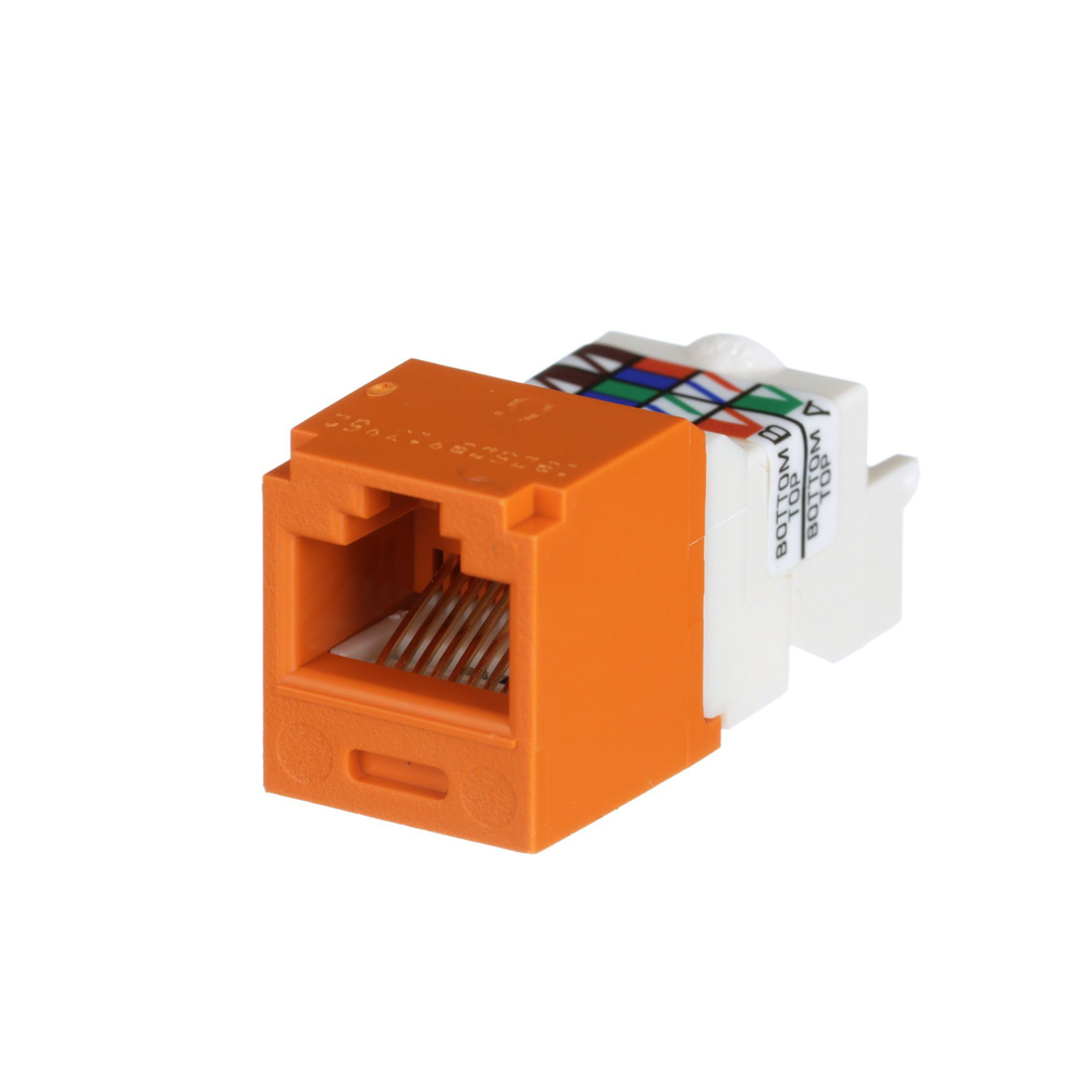 Conector Jack RJ45 Estilo TP, Mini-Com, Categor?a 6, de 8 Posiciones y 8 Cables, Color Naranja