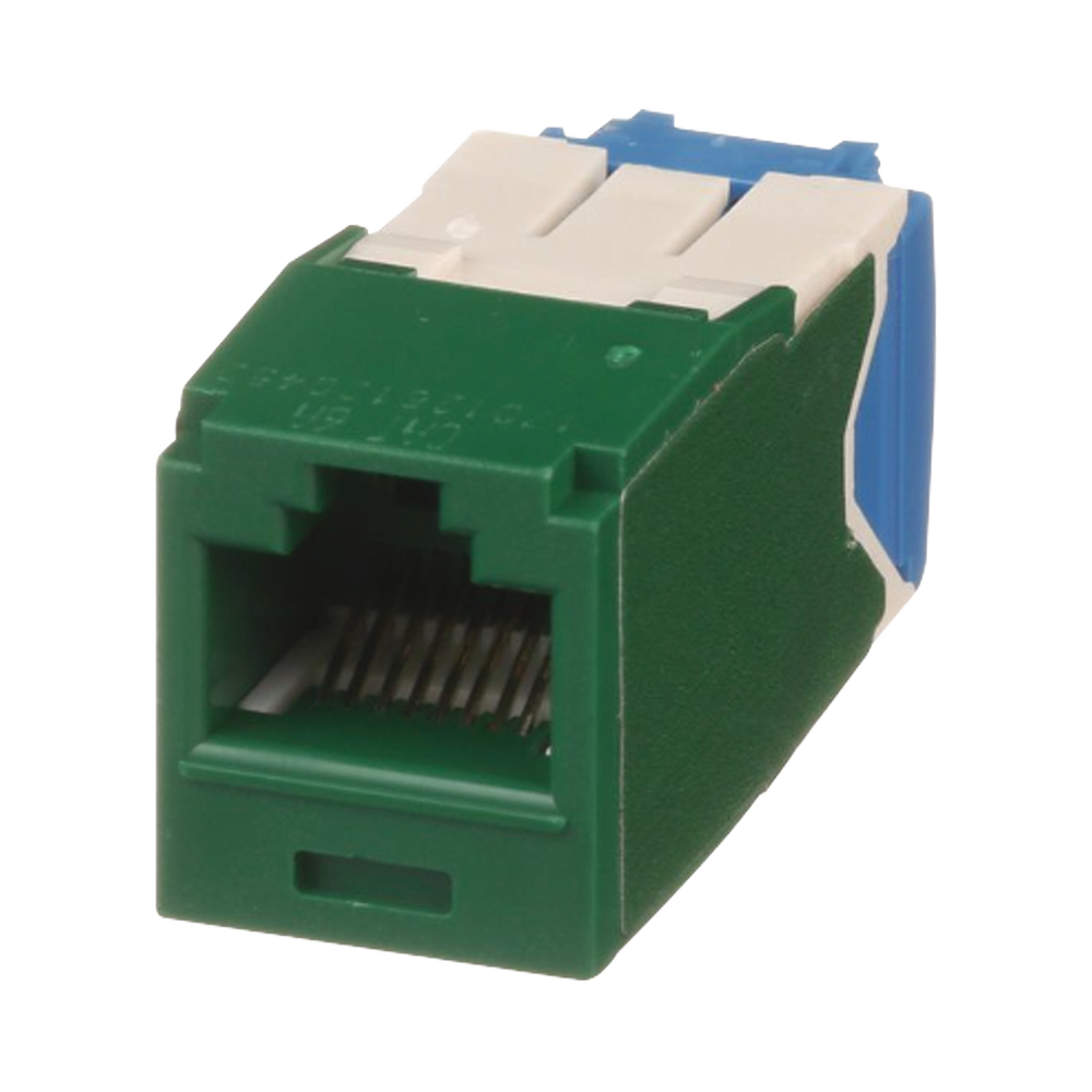 Conector Jack RJ45 Estilo TG, Mini-Com, Categor?a 6A, de 8 Posiciones y 8 Cables, Color Verde