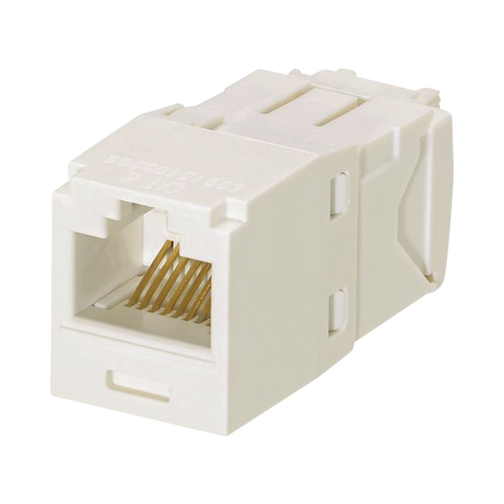 Conector Jack RJ45 Estilo TG, Mini-Com, Categor?a 6A, de 8 Posiciones y 8 Cables, Color Blanco Mate