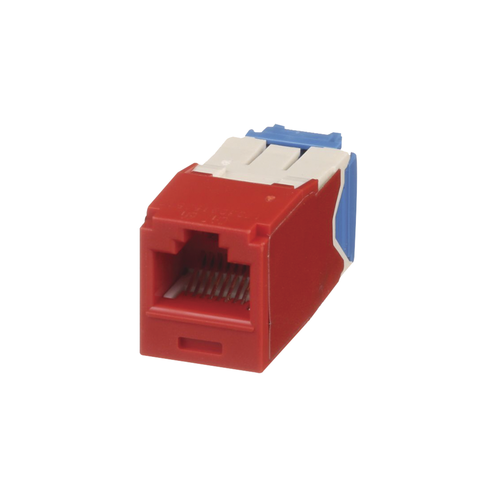 Conector Jack RJ45 Estilo TG, Mini-Com, Categor?a 6A, de 8 Posiciones y 8 Cables, Color Rojo
