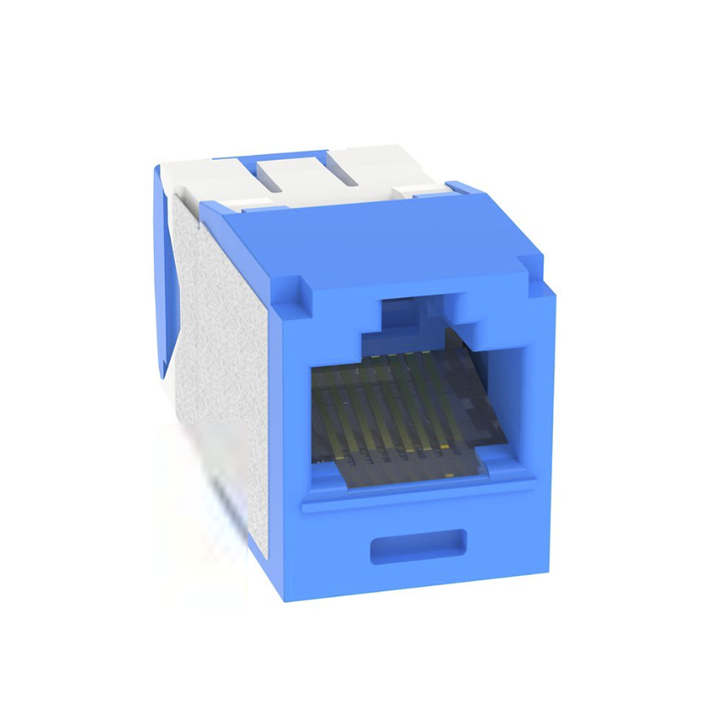 Conector Jack RJ45 Estilo TG, Mini-Com, Categor?a 6A, Con Gel Resistente a la Corrosi?n, de 8 Posiciones y 8 Cables, Color Azul