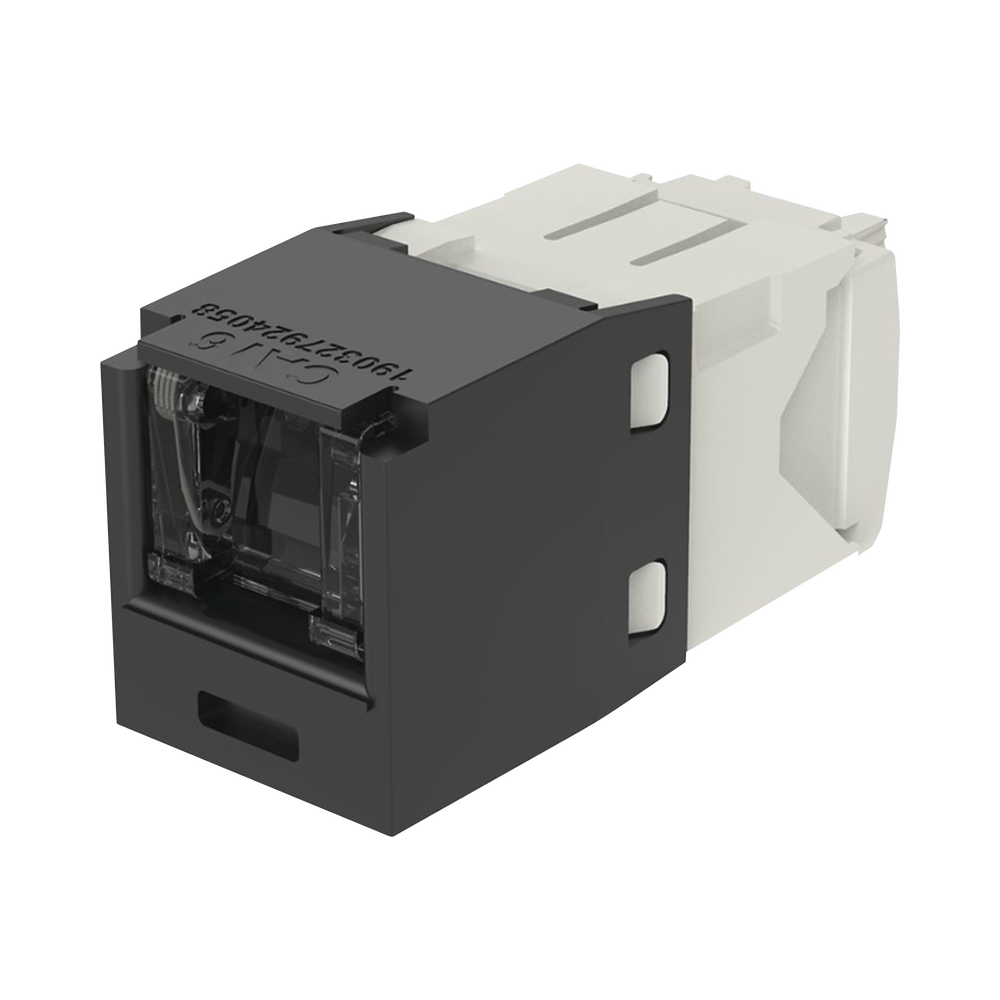 Conector Jack RJ45 Estilo TG con Ventana, Mini-Com, Categor?a 6, de 8 Posiciones y 8 Cables, Color Negro