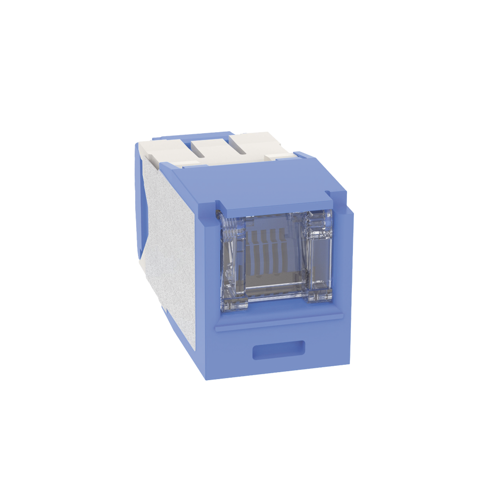 Conector Jack RJ45 Estilo TG con Ventana, Mini-Com, Categor?a 6A, de 8 Posiciones y 8 Cables, Color Azul