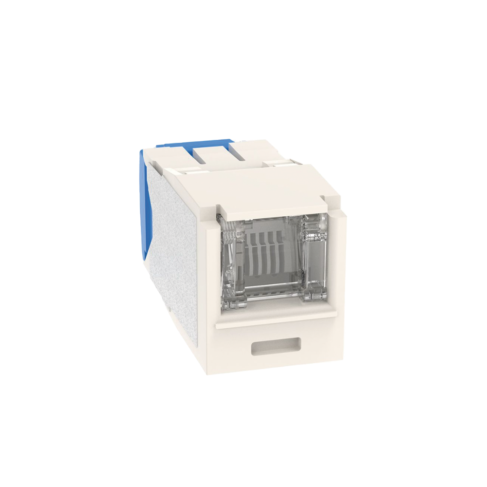 Conector Jack RJ45 Estilo TG con Ventana, Mini-Com, Categor?a 6A, de 8 Posiciones y 8 Cables, Color Blanco