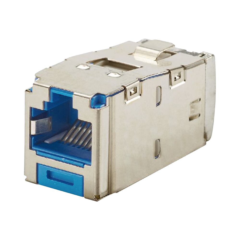 Conector Jack RJ45 Blindado, Estilo TG, Mini-Com, Categor?a 6A, de 8 Posiciones y 8 Cables, Color Azul