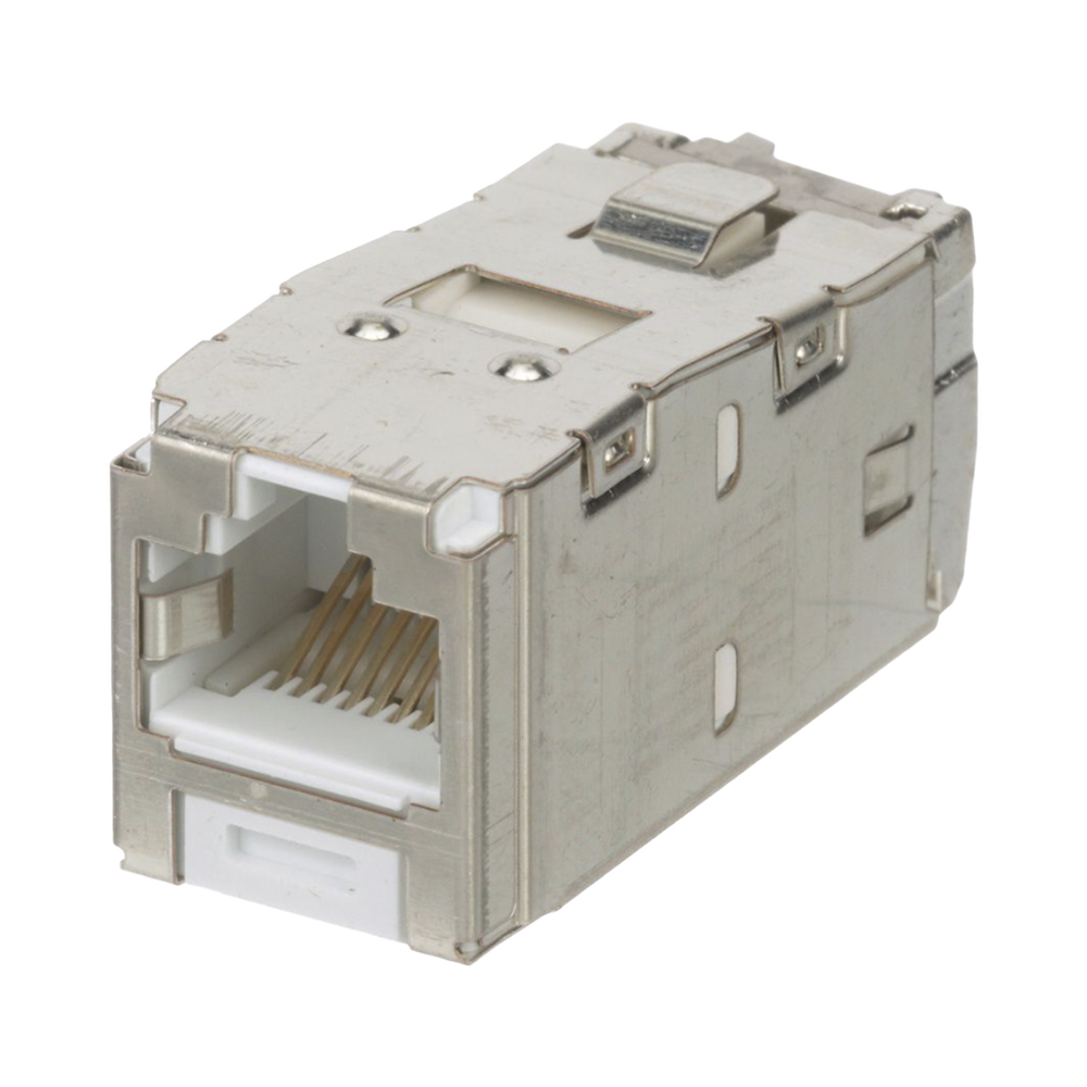 Conector Jack RJ45 Blindado, Estilo TG, Mini-Com, Categor?a 6A, de 8 Posiciones y 8 Cables, Color Blanco