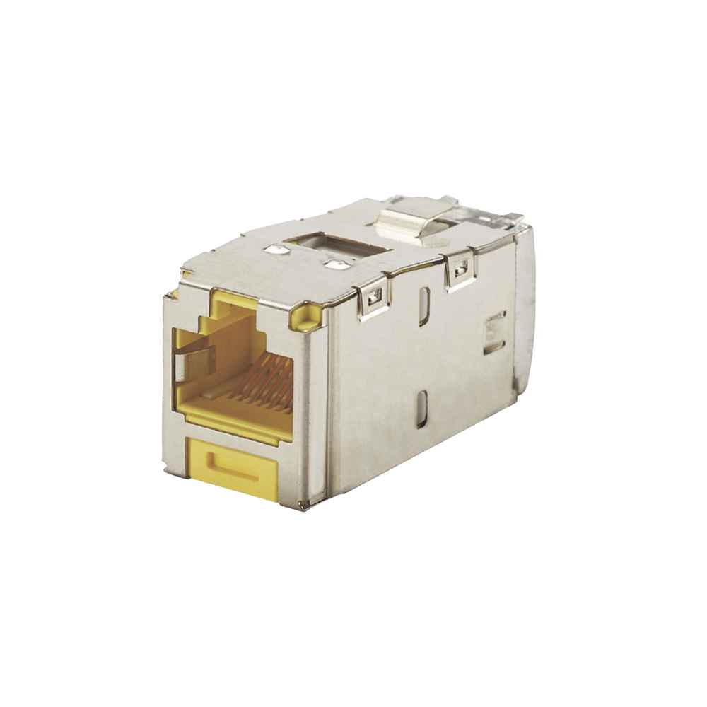 Conector Jack RJ45 Blindado, Estilo TG, Mini-Com, Categor?a 6A, de 8 Posiciones y 8 Cables, Color Amarillo