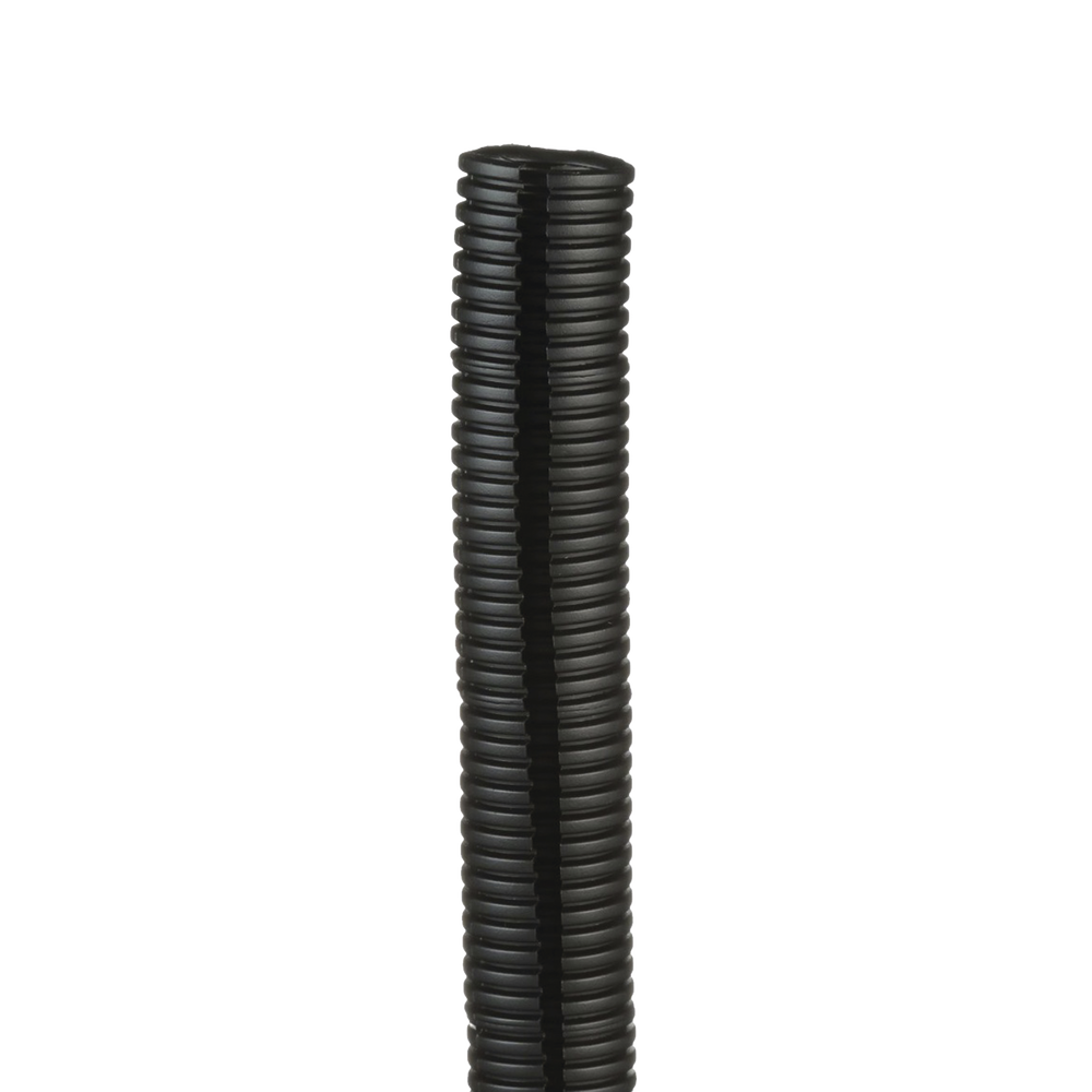 Tubo Corrugado Abierto para Protección de Cables, 1.25 in (31.8 mm) de Diámetro, 15.2 m de Largo, Color Negro