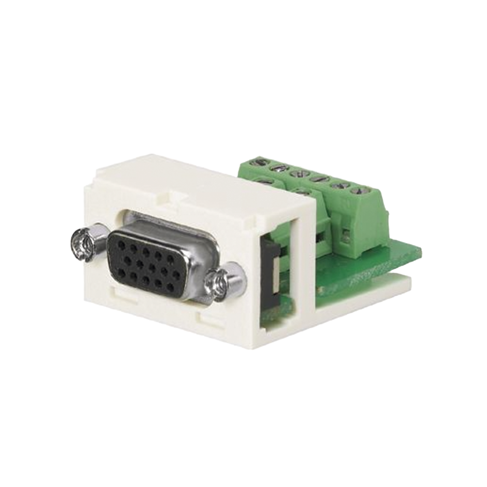 Conector Sub-D de 15 Pines Tipo Atornillable, Uso en 2 Puertos Mini-Com, Color Blanco Mate