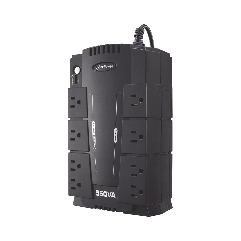 UPS de 550 VA/330 W, Topología Standby, Entrada 120 Vca NEMA 5-15P, Tipo Gabinete Compacto, Con 8 Tomas NEMA 5-15R