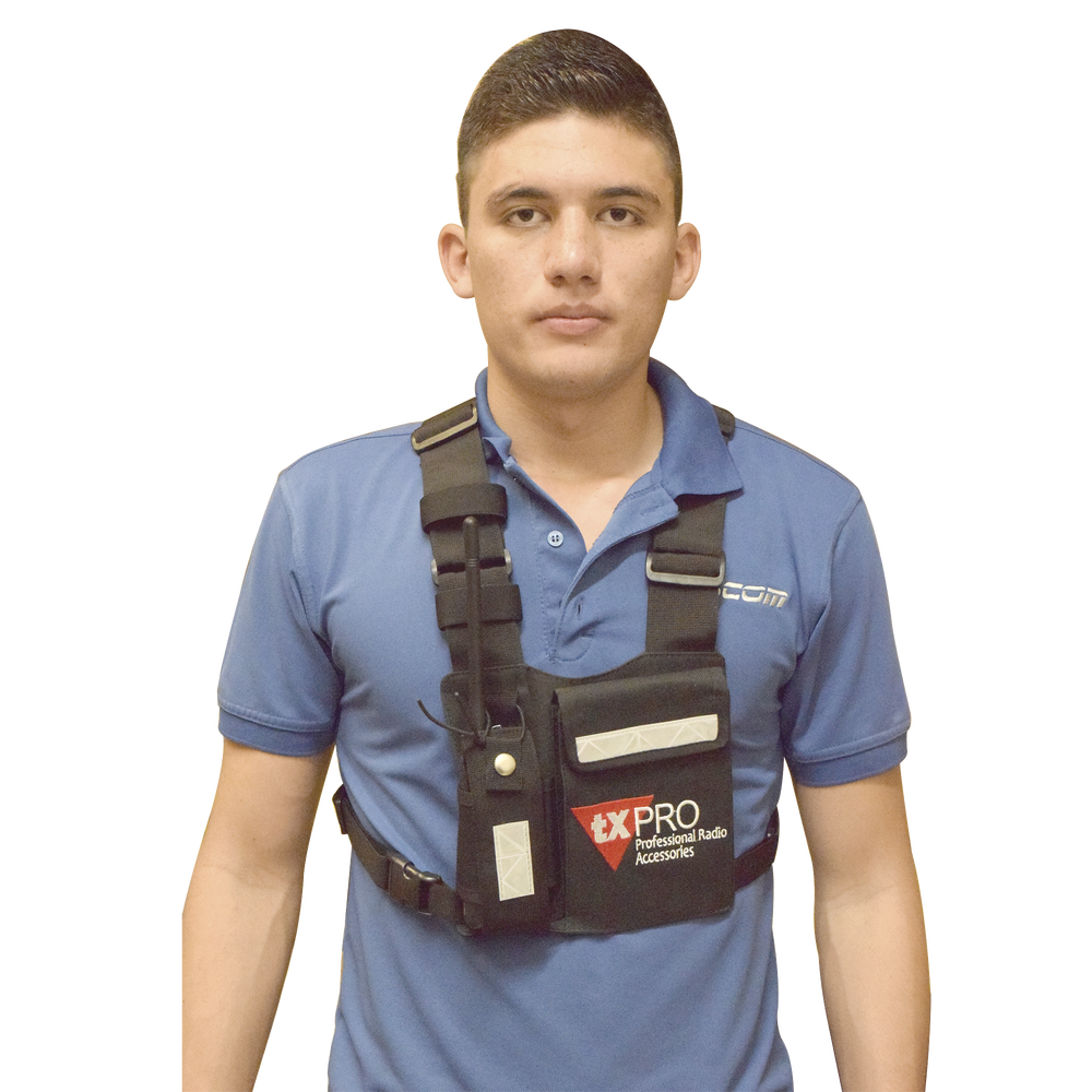 Pechera Universal con soporte para radio, sostén de bolígrafo y seguridad para la bolsa con cinta adherente. Logo TX-PRO. - Image 2