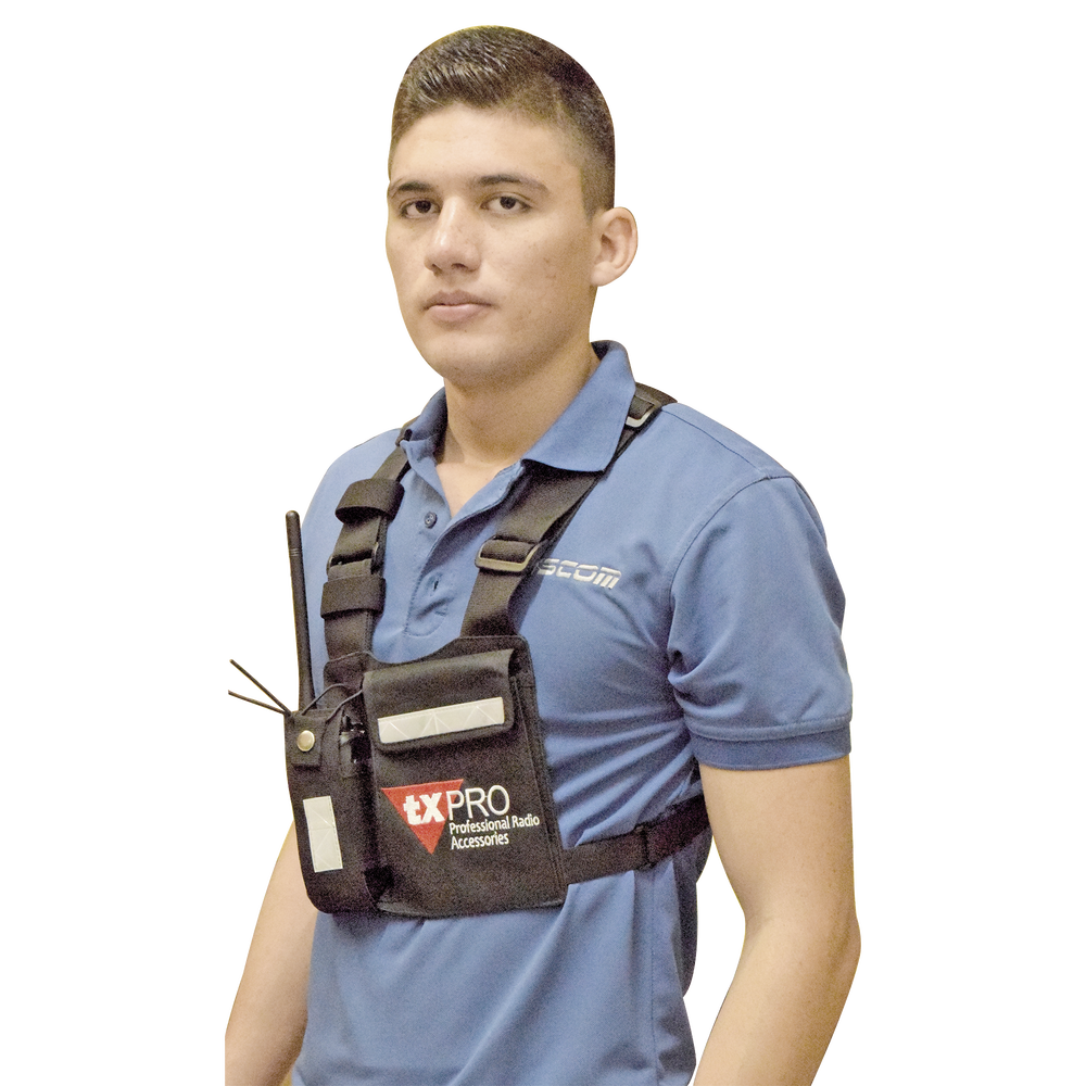 Pechera Universal con soporte para radio, sostén de bolígrafo y seguridad para la bolsa con cinta adherente. Logo TX-PRO. - Image 4