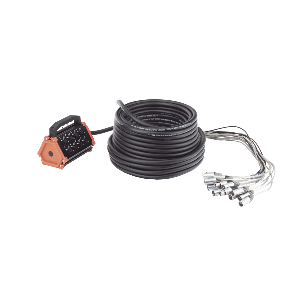 Stagebox, 12+4 canales, 4 extremos son SCMM3, los otros 12 extremos son SCMF3.