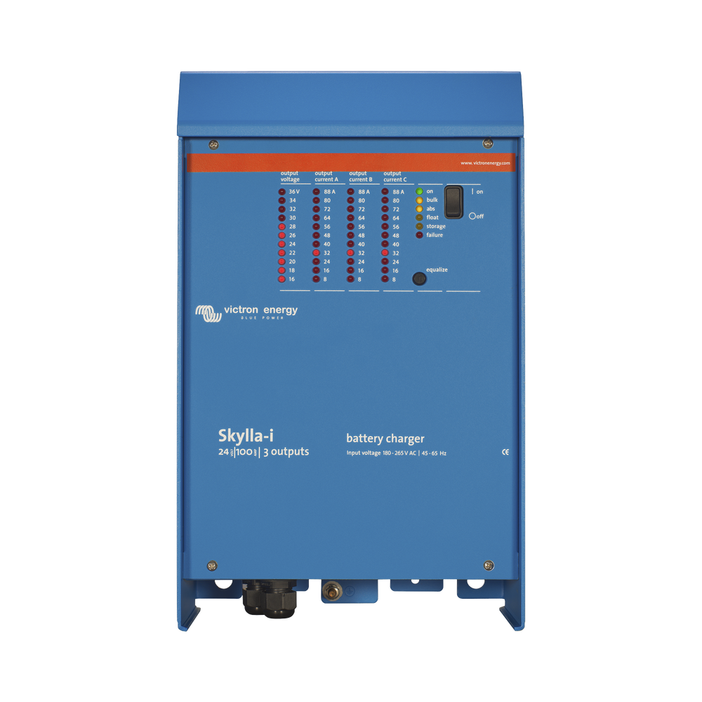 Skylla-i 24/100 / Cargador de Baterías para Ambientes Marinos 24 V, 100 A / Bancos de 500 a 1000 Ah