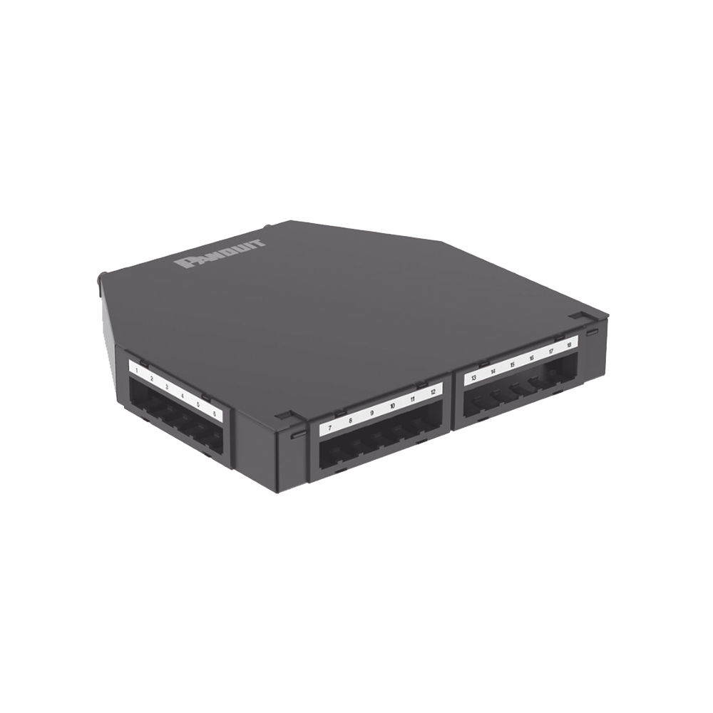 Punto de Consolidaci?n de 24 Puertos Mini-Com, Instalaci?n en Piso o Pared, Fabricado en Aluminio, Color Negro