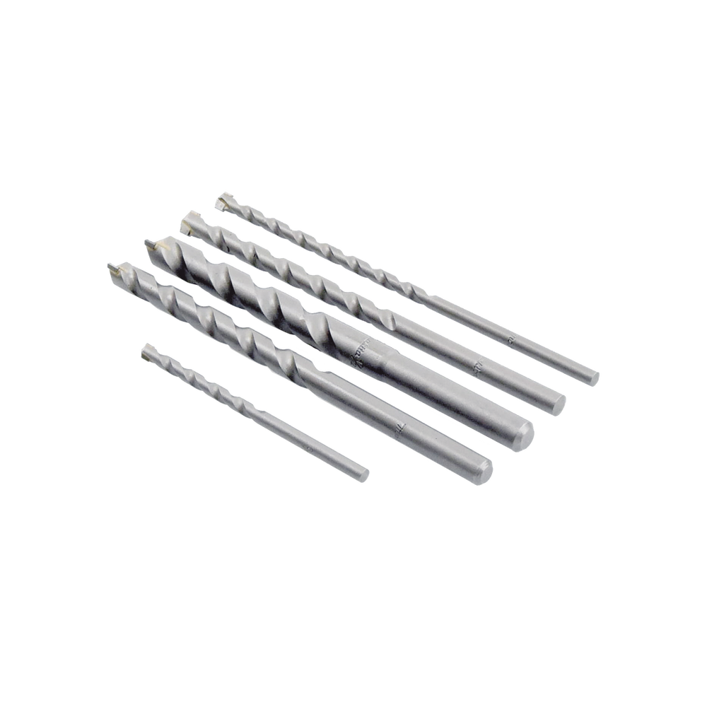 Juego de 5 Pzas. de Broca para Concreto, Zanco Recto (3/16", 1/4", 5/16", 3/8" y 1/2").