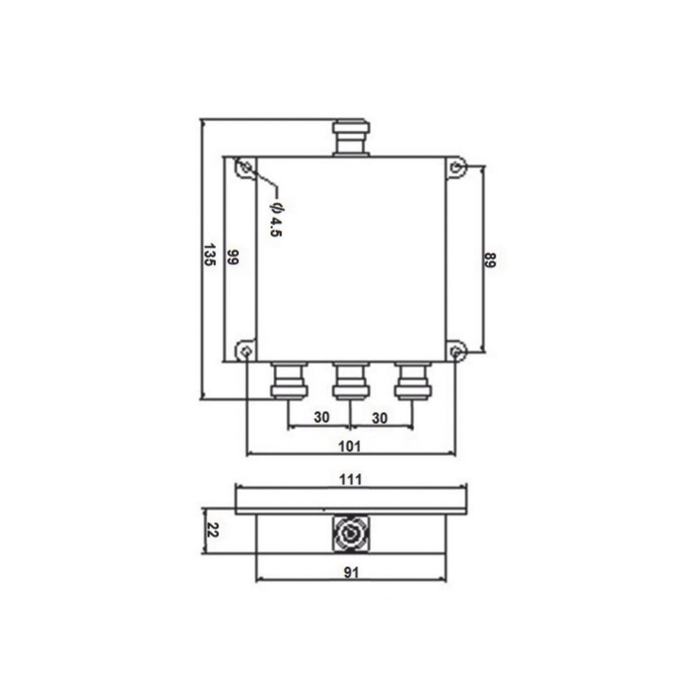 DIVISOR WILKINSON DE 3 VIAS 694-2700MHz 50W -154dBc 4.3-10 - Image 2