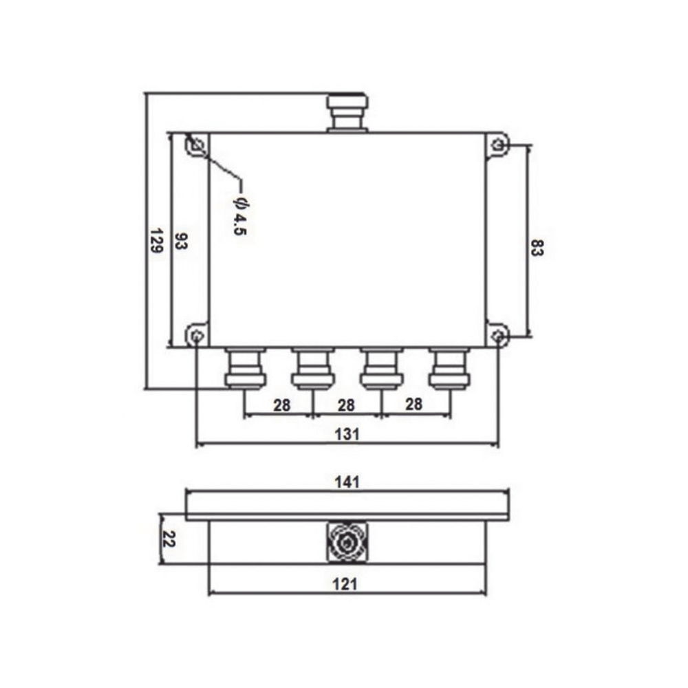 DIVISOR WILKINSON DE 4 VIAS 694-2700MHz 50W -154dBc 4.3-10 - Image 2