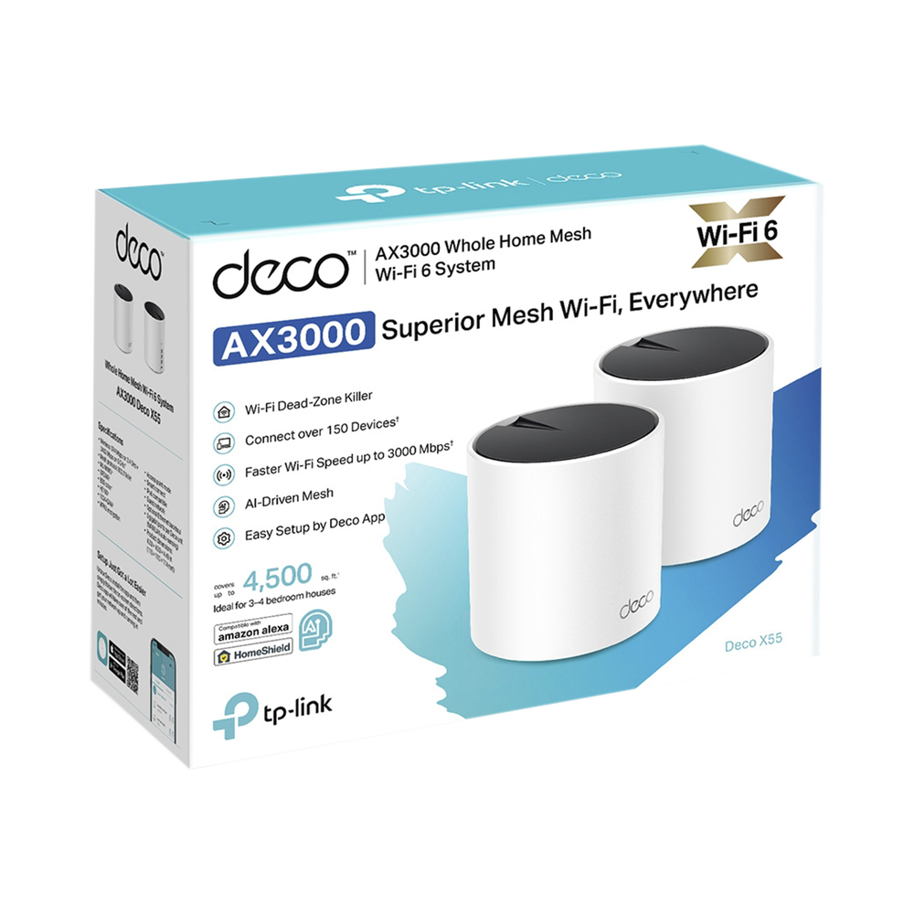 Kit 2 Routers Inalámbricos MESH Interior para Hogar / Doble Banda Wi-Fi 6 AX3000 Mbps / 3 Puerto Gigabit WAN/LAN / 2 Antenas Internas / Administración Mediante la App Deco (iOS, Android) / Protección HomeShield - Image 3