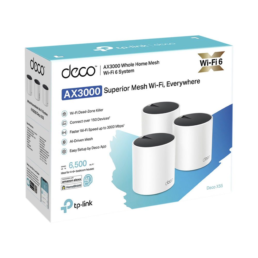 Kit 3 Routers Inalámbricos MESH Interior para Hogar / Doble Banda Wi-Fi 6 AX3000 Mbps / 3 Puerto Gigabit WAN/LAN / 2 Antenas Internas / Administración Mediante la App Deco (iOS, Android) / Protección HomeShield - Image 3