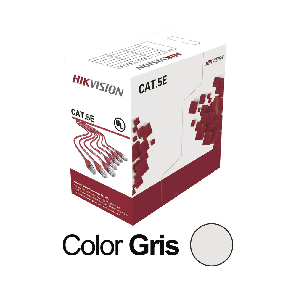 Bobina de Cable UTP 305 Metros (1000 Pies) / Cat5E (24 AWG) / Color Gris / PVC (CM) / Uso en Interior / 100% Cobre / Aplicaciones de CCTV y Redes de Datos