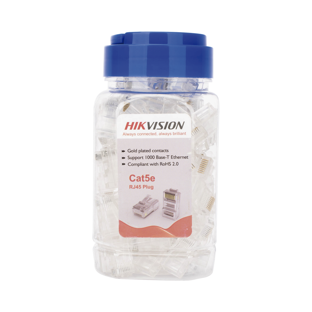 Bote con 100 Piezas de Plug Modular RJ45 / Cat 5e / Chapado en Oro a 30 Micras / Sin Blindaje / F?cil Instalaci?n / Uso Interior / Soporta Norma TIA-568B / Cumple con RoHS 2.0