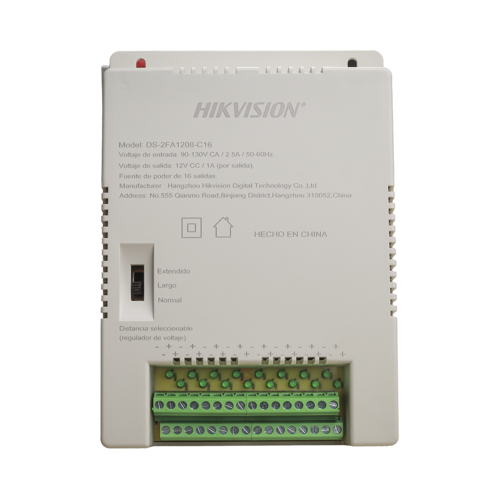Fuente de Poder Regulada 12 Vcc / 13.5 Vcc / 15 Vcc para 16 Cámaras / 16 Amp (1 Amp por Salida) / Voltaje de Entrada 90 - 130 VCA / Soporta 4K / Modo para Largas Distancias - Image 2