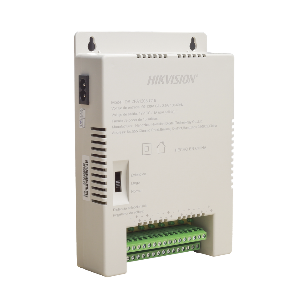 Fuente de Poder Regulada 12 Vcc / 13.5 Vcc / 15 Vcc para 16 Cámaras / 16 Amp (1 Amp por Salida) / Voltaje de Entrada 90 - 130 VCA / Soporta 4K / Modo para Largas Distancias - Image 3