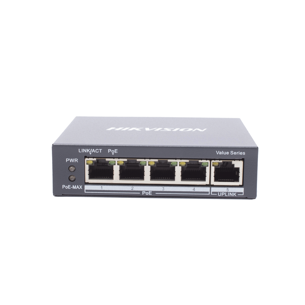 Switch Gigabit PoE+ / No Administrable / 4 Puertos 1000 Mbps PoE+ / 1 Puerto 1000 Mbps Uplink / 35 Watts