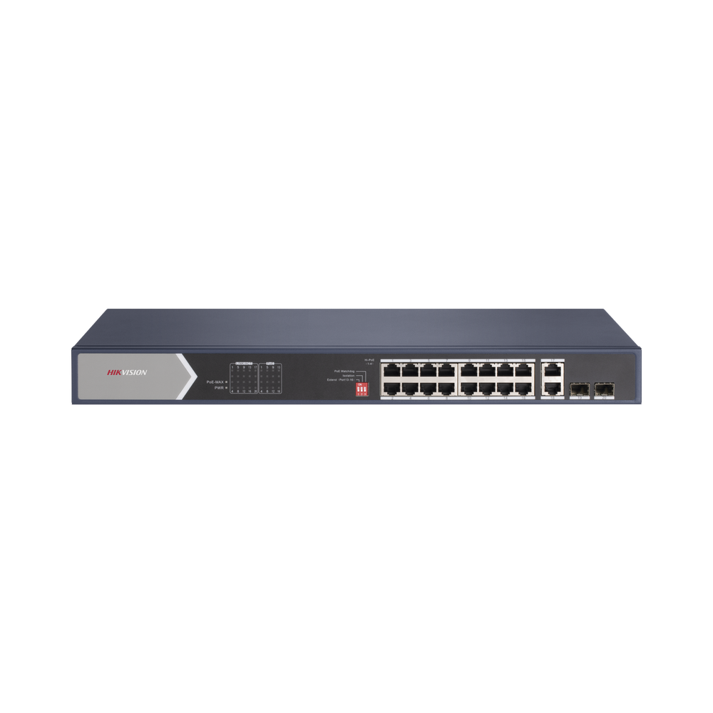 Switch Gigabit PoE+ / No Administrable / 16 Puertos 1000 Mbps PoE+ (4 Puertos PoE++ 90 W) / 2 Puertos 1000 Mbps Uplink + 2 Puertos SFP de Uplink / Modo Extendido hasta 300 Metros / 225 W - Image 2