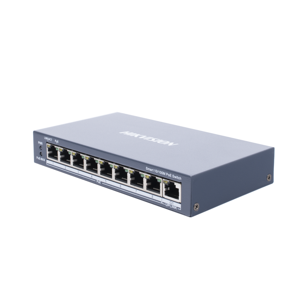 Switch PoE+ / Monitoreable / 8 Puertos 10/100 Mbps PoE+ / 1 Puerto 1000 Mbps de Uplink / Configuración Nube Hik-PartnerPro / Modo Extendido hasta 300 Metros / 110 W - Image 2