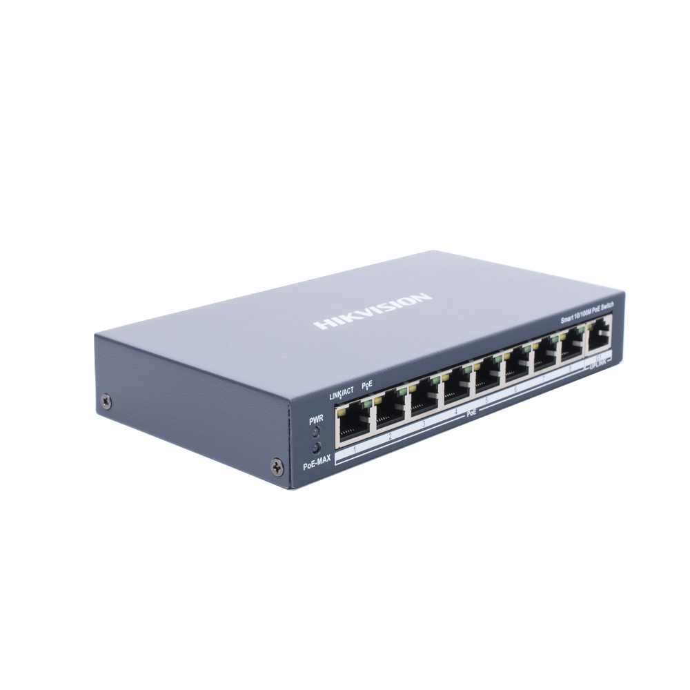 Switch PoE+ / Monitoreable / 8 Puertos 10/100 Mbps PoE+ / 1 Puerto 1000 Mbps de Uplink / Configuración Nube Hik-PartnerPro / Modo Extendido hasta 300 Metros / 110 W - Image 3
