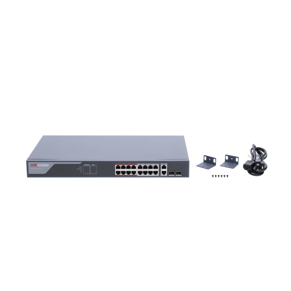 Switch PoE+ / Monitoreable / 16 puertos 10/100 Mbps PoE+ / 2 Puertos 1000 Mbps Uplink / 2 Puertos SFP de Uplink / Configuración Nube Hik-Partner Pro / Modo Extendido hasta 300 metros / 230 W - Image 5