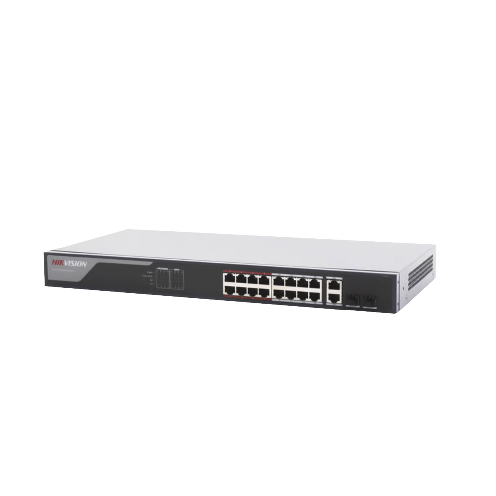 Switch PoE+ / Monitoreable / 16 puertos 10/100 Mbps PoE+ / 2 Puertos 1000 Mbps Uplink / 2 Puertos SFP de Uplink / Configuración Nube Hik-Partner Pro / Modo Extendido hasta 300 metros / 230 W - Image 2