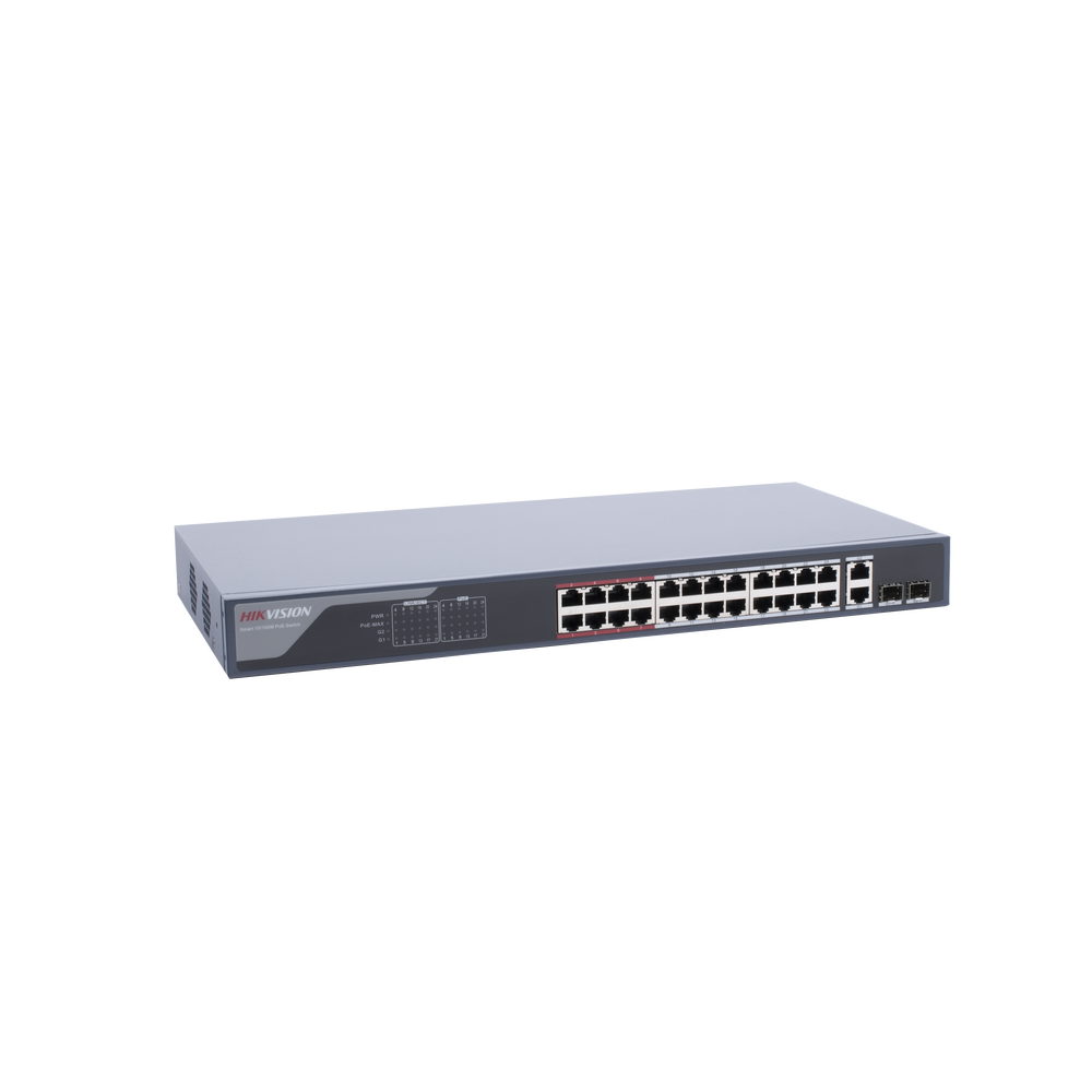 Switch PoE+ / Monitoreable / 24 Puertos 100 Mbps PoE+ / 2 Puertos 1000 Mbps + 2 Puertos SFP de Uplink (COMBO) / Configuración Nube Hik-Partner Pro / Modo Extendido hasta 300 Metros / 370 Watts - Image 3