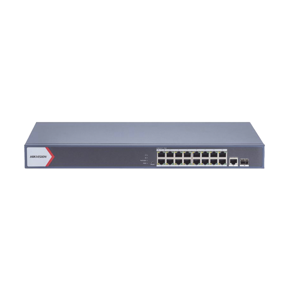 Switch Gigabit PoE+ / Monitoreable / 16 Puertos 1000 Mbps PoE+ / 1 Puerto 1000 Mbps de Uplink / 1 Puerto SFP / Configuración Nube desde Hik-PartnerPro / Modo Extendido hasta 300 Metros / 130 Watts - Image 2