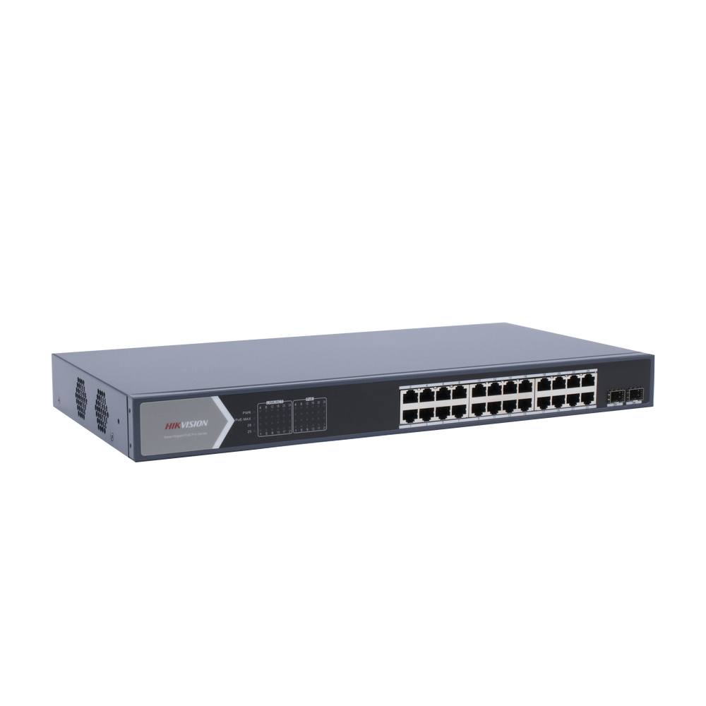 Switch Gigabit PoE+ / Administrable / 24 Puertos 1000 Mbps PoE+ / 2 Puertos SFP / Configuración Remota desde Hik-PartnerPro / PoE Extendido 250 Metros / 370 Watts - Image 2