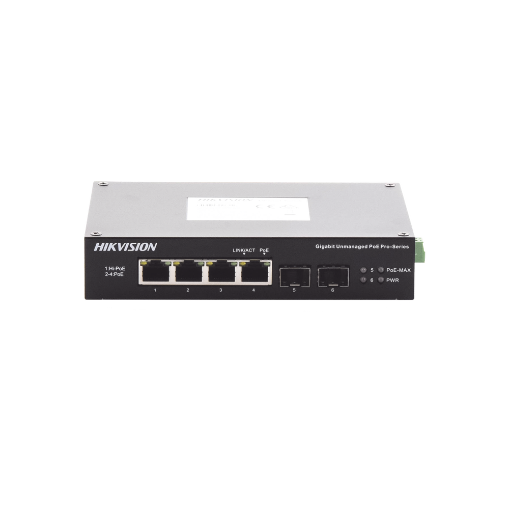 Switch Industrial No Administrable Gigabit / 3 Puertos Gigabit PoE+ (30 W) + 1 Puerto Gigabit PoE++ (60 W) / 2 Puertos SFP / 65 W Total / 48 a 57 VCD / Ideal para Proyectos / 300 Metros de Distancia - Image 2