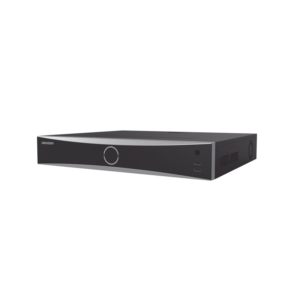 NVR 12 Megapixel (4K) / 16 canales IP / 16 Puertos PoE+ / AcuSense (Evita Falsas Alarmas) / Reconocimiento Facial / 4 Bahías de Disco Duro / Switch PoE 300 mts / HDMI en 4K / Alarmas I/O